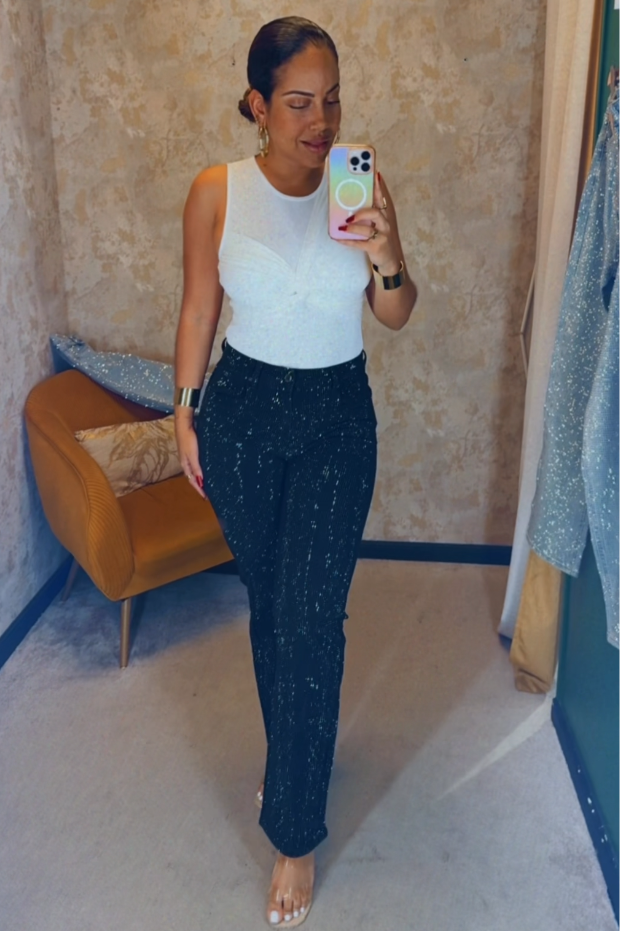 Diamonds denim - Jean à paillettes noir