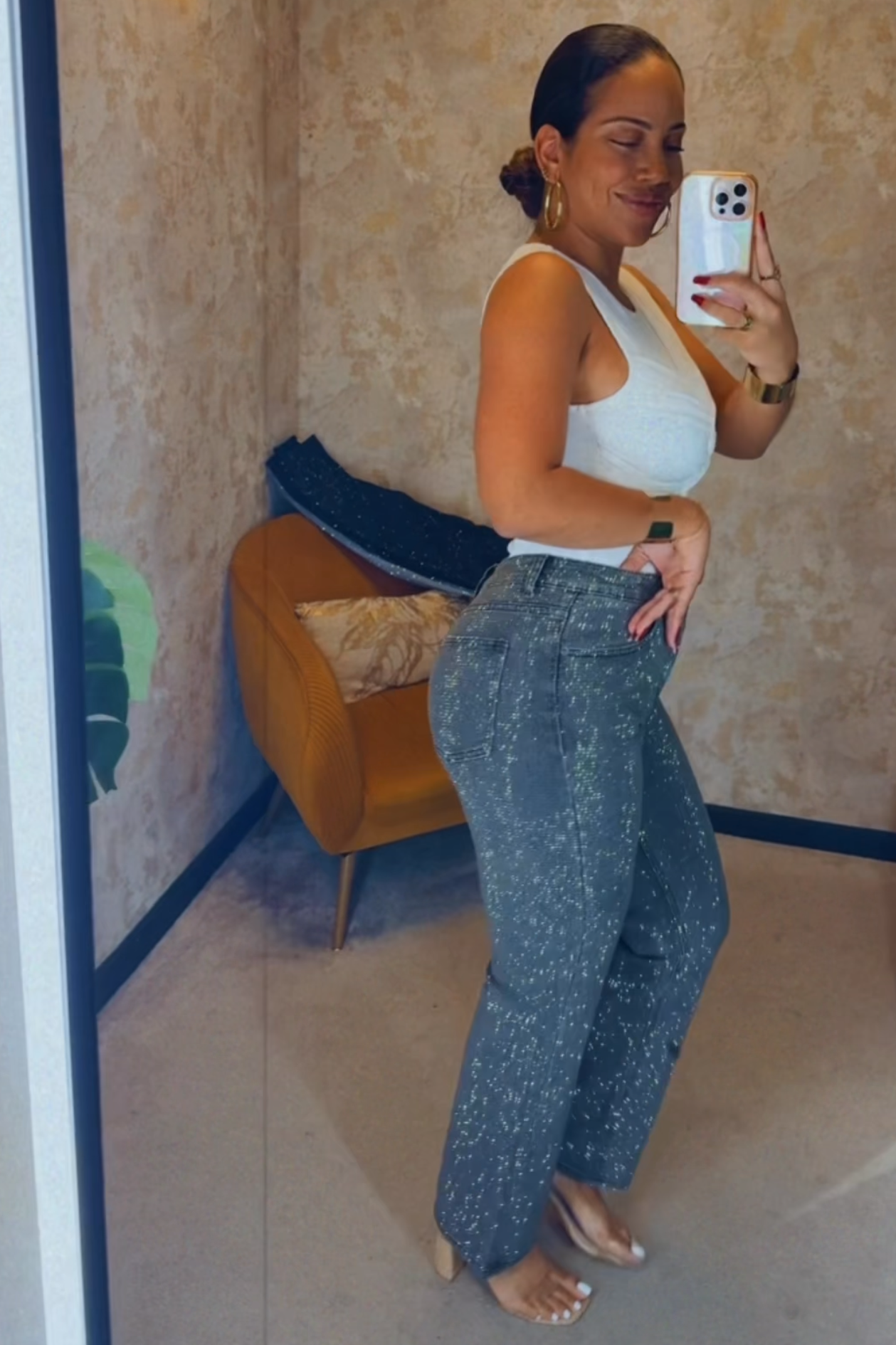 Diamonds denim - Jean à paillettes gris