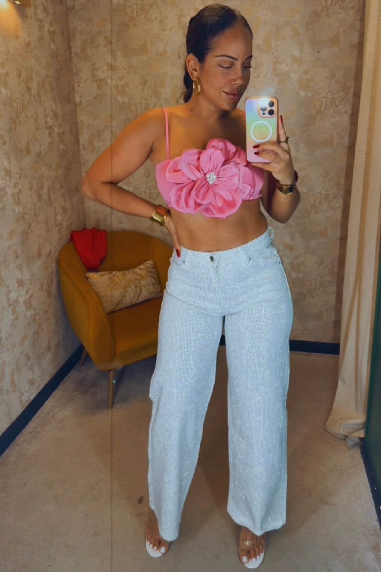 Diamonds denim - Jean à paillettes blanc