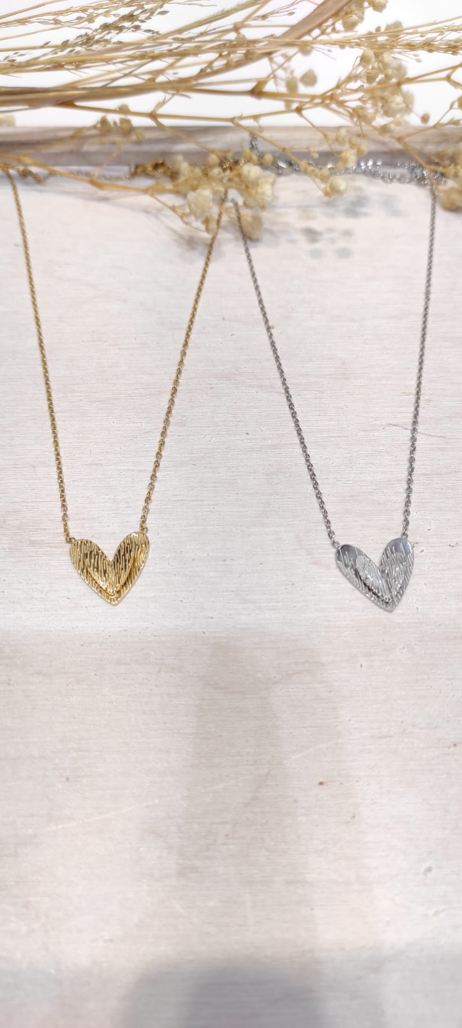 Double hearts - Ras de cou coeurs en acier inoxydable doré