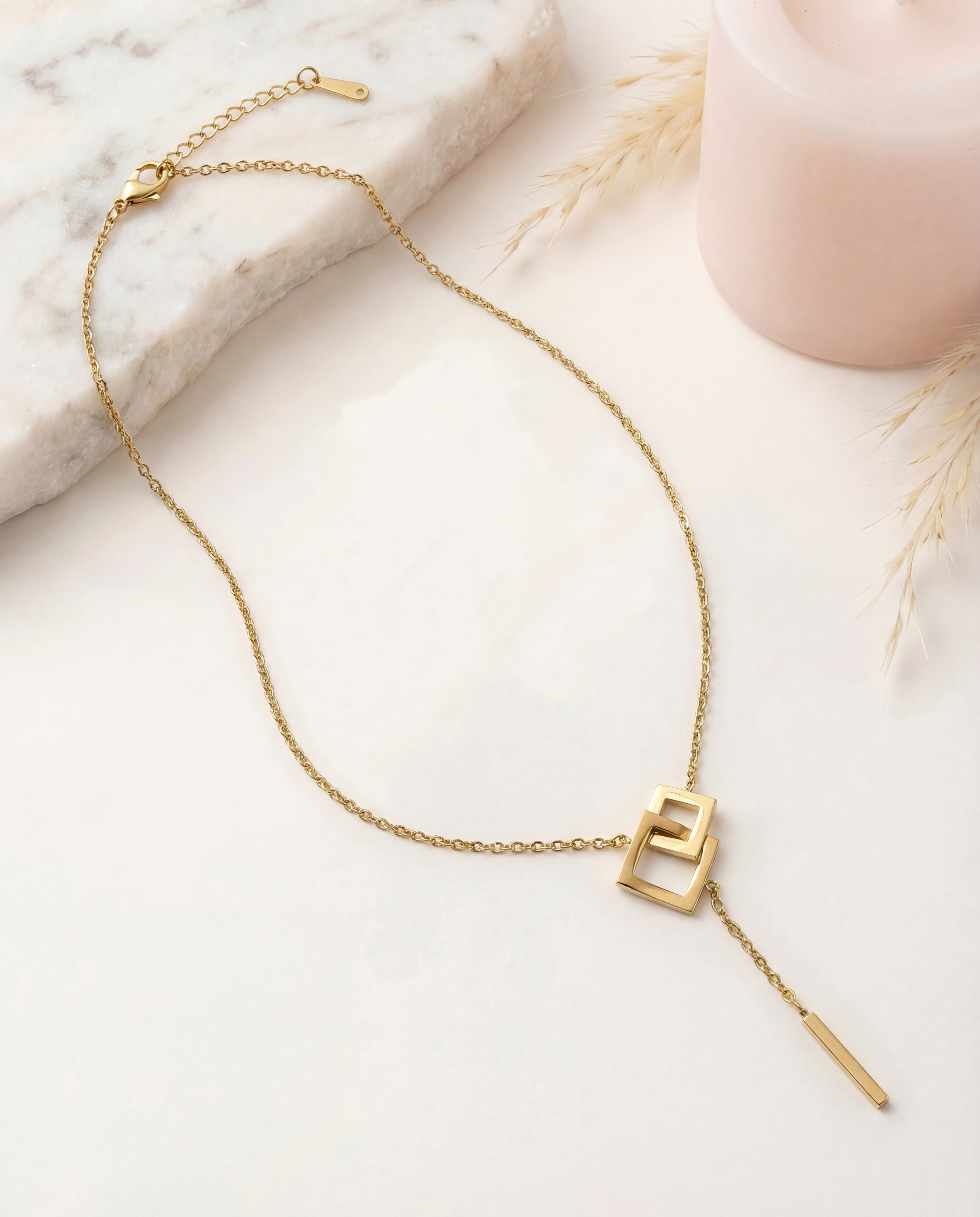 Squares - Collier Y carrés entrelacés