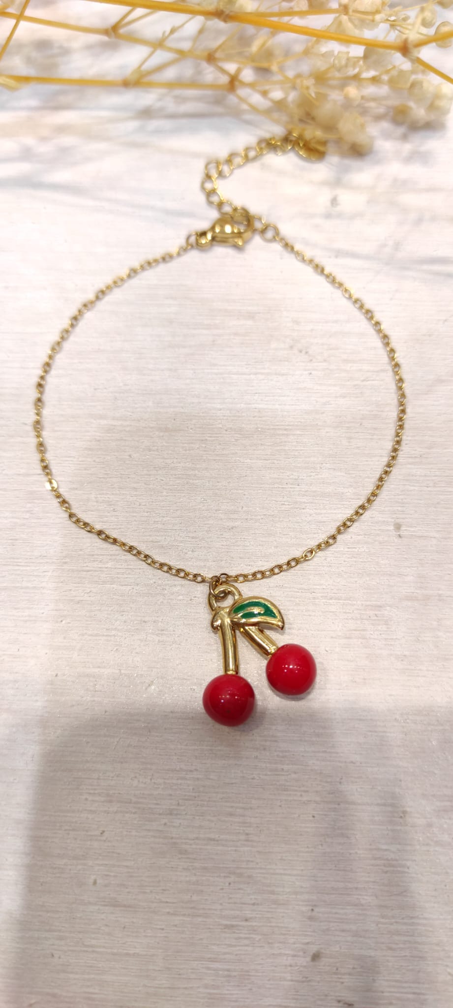 Cherry baby - Bracelet cerises en acier inoxydable