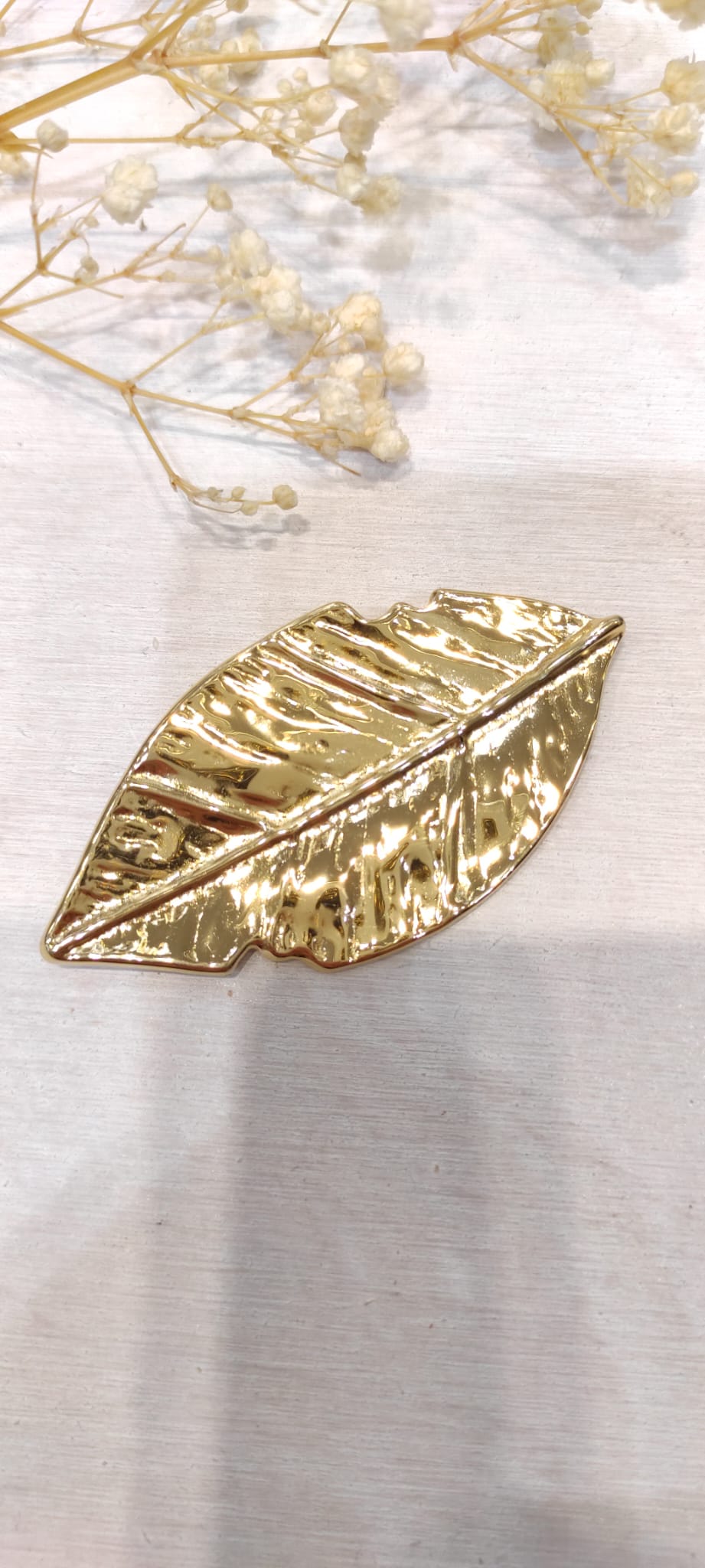 Naturia - Broche feuille en acier inoxydable