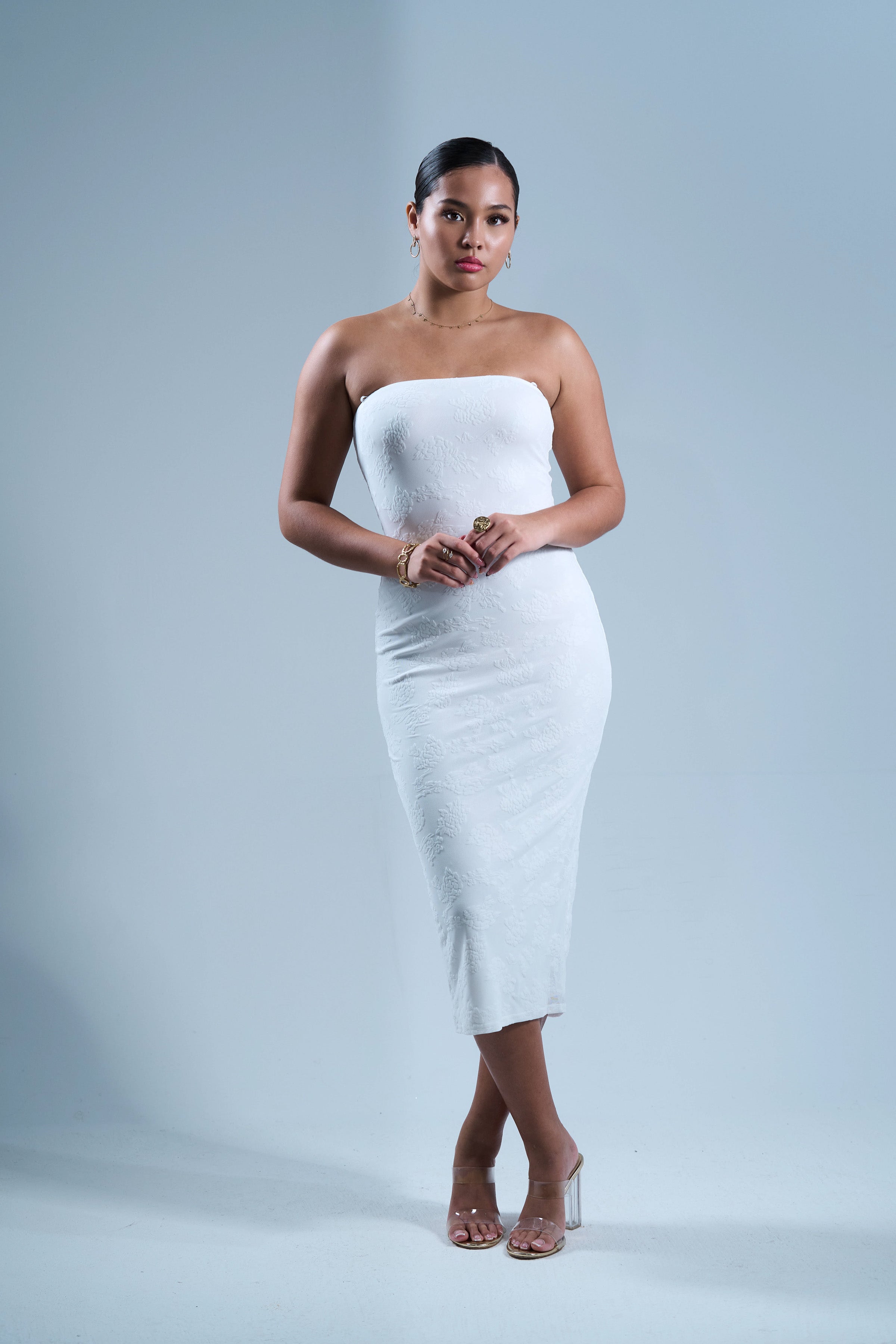 Blanco Aura - Robe midi Blanche