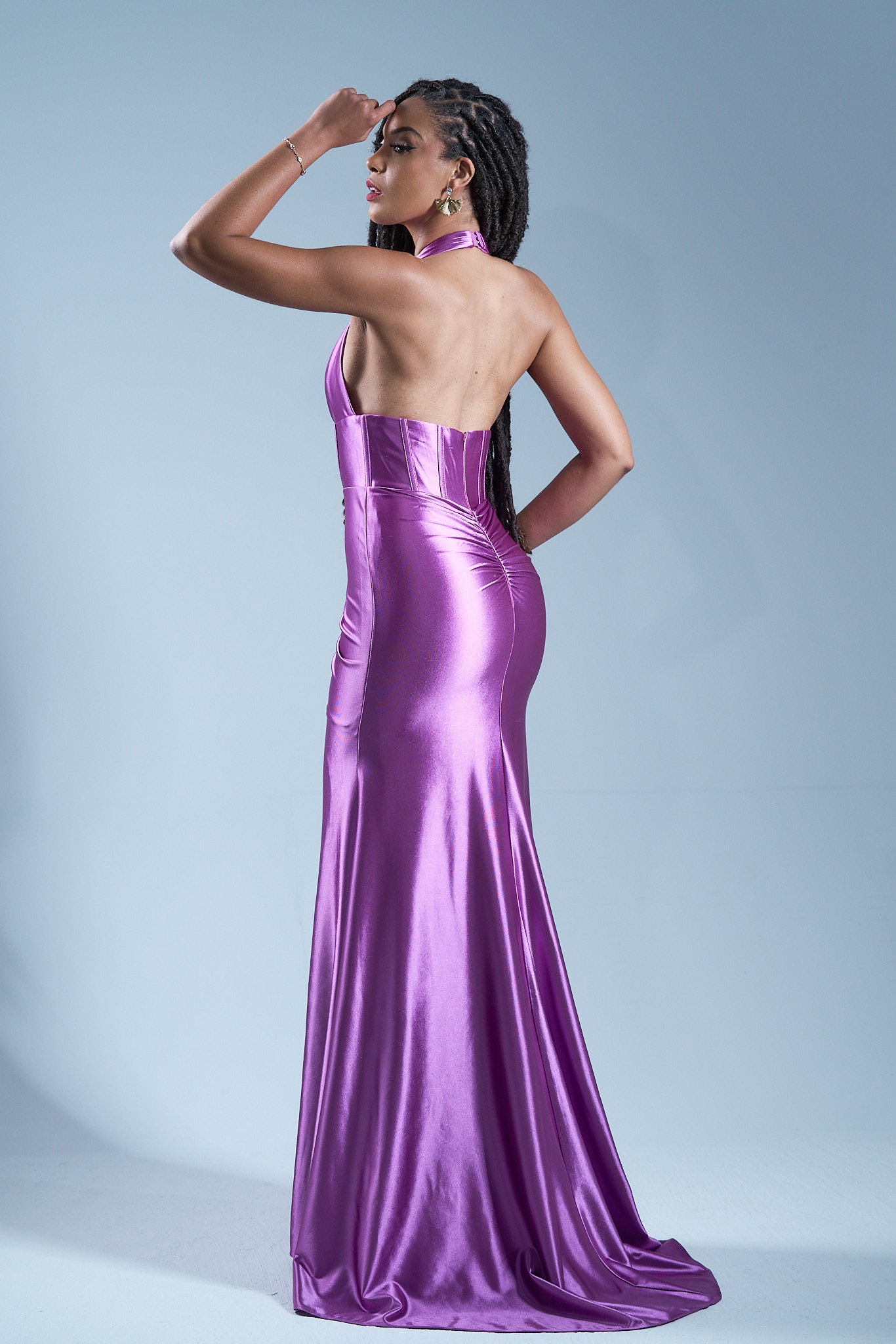 FEVER - Longue robe satinée magenta