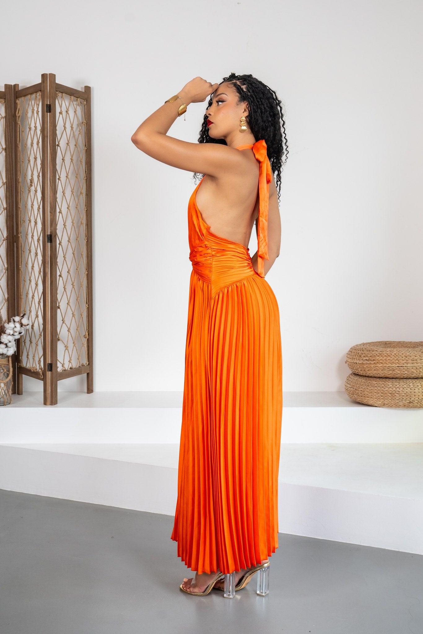 Azahar - Robe longue plissée orange - photo 10