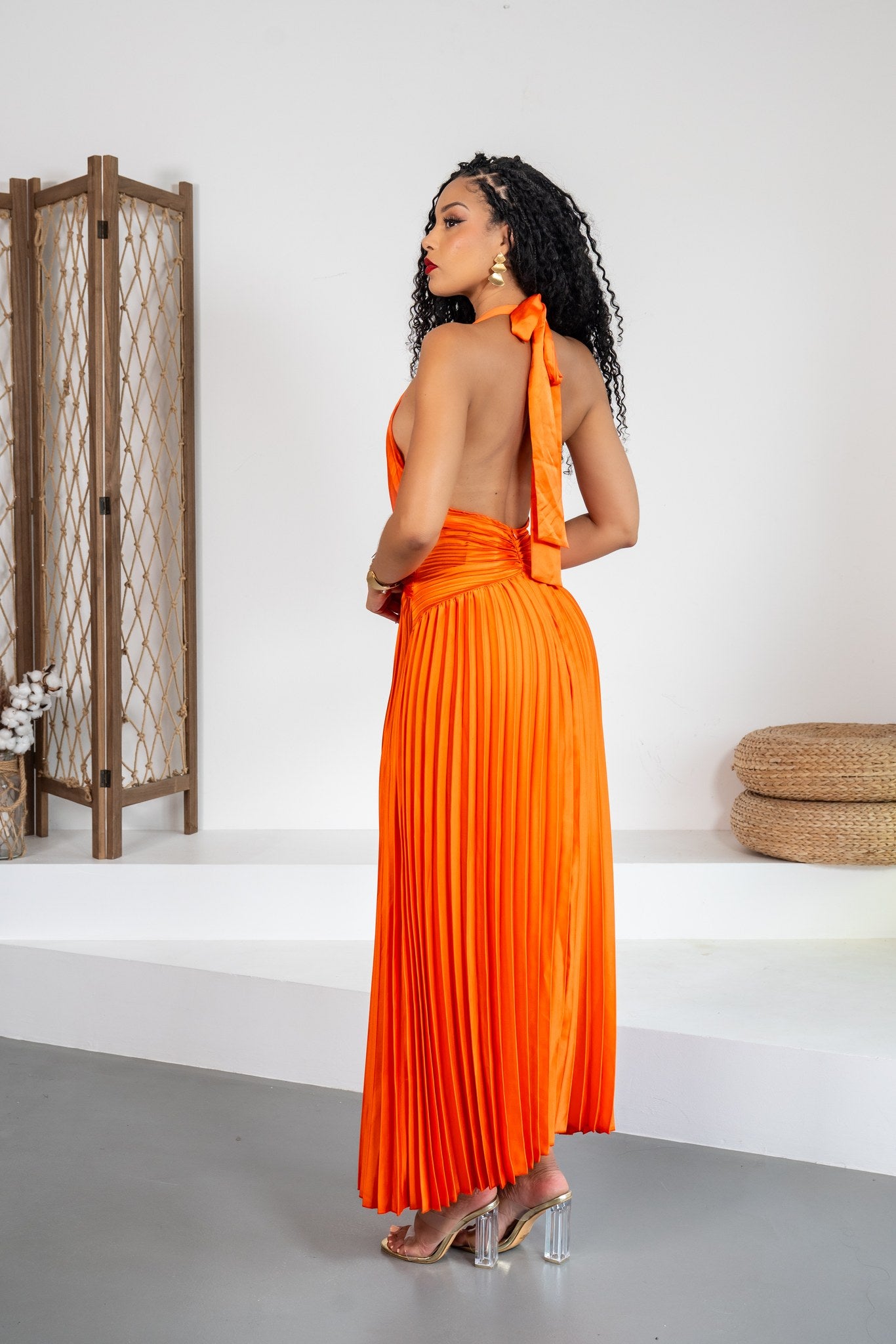 Azahar - Robe longue plissée orange - photo 11