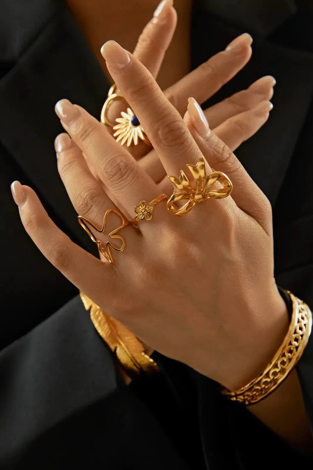 Cute bow - Bague nœud dorée en acier inoxydable