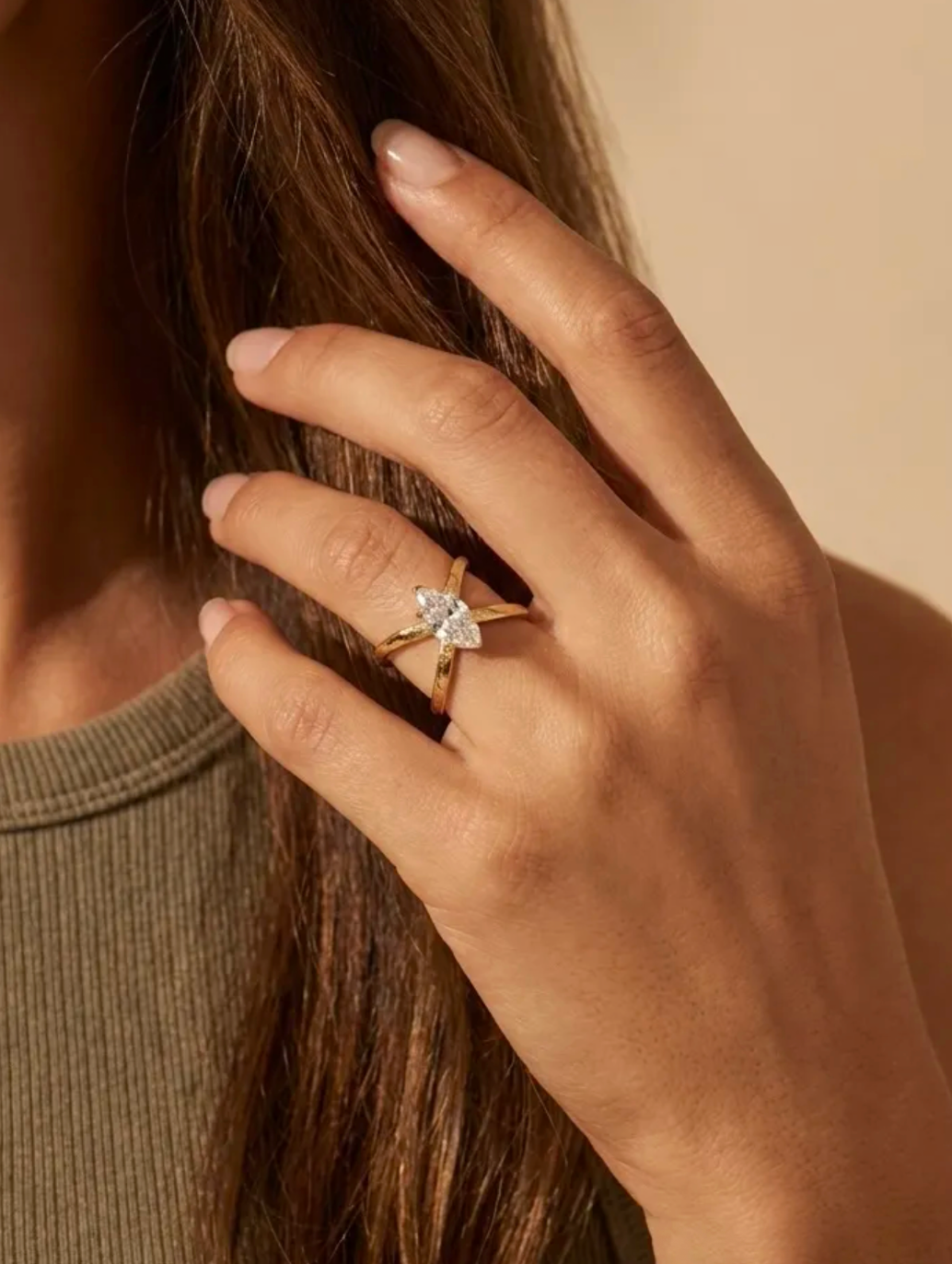 Destello - Bague croisée à marquise scintillante