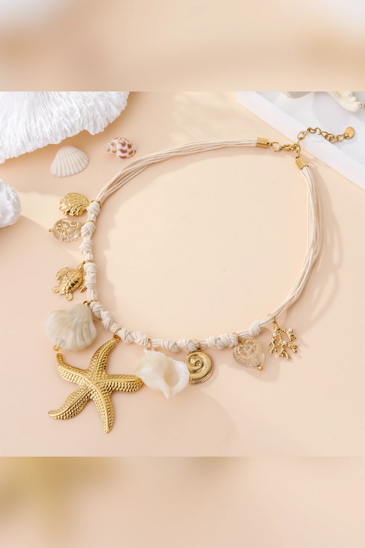 Ocean Jewel - Collier en acier inoxydable et corde