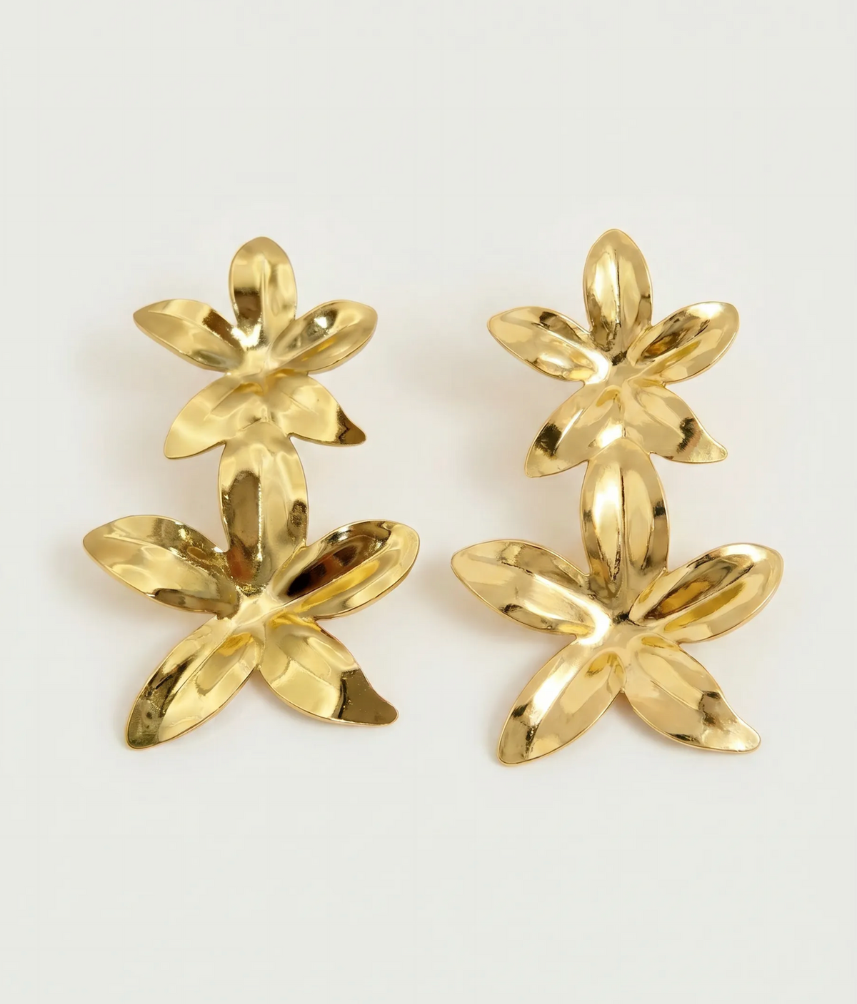 Ylang - Boucles double fleur dorées
