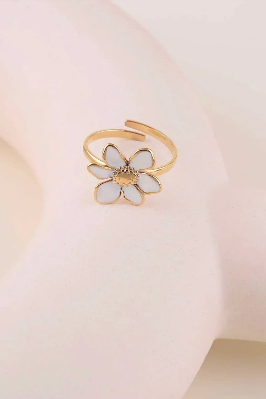Petalia Blanc - Bague acier inoxydable