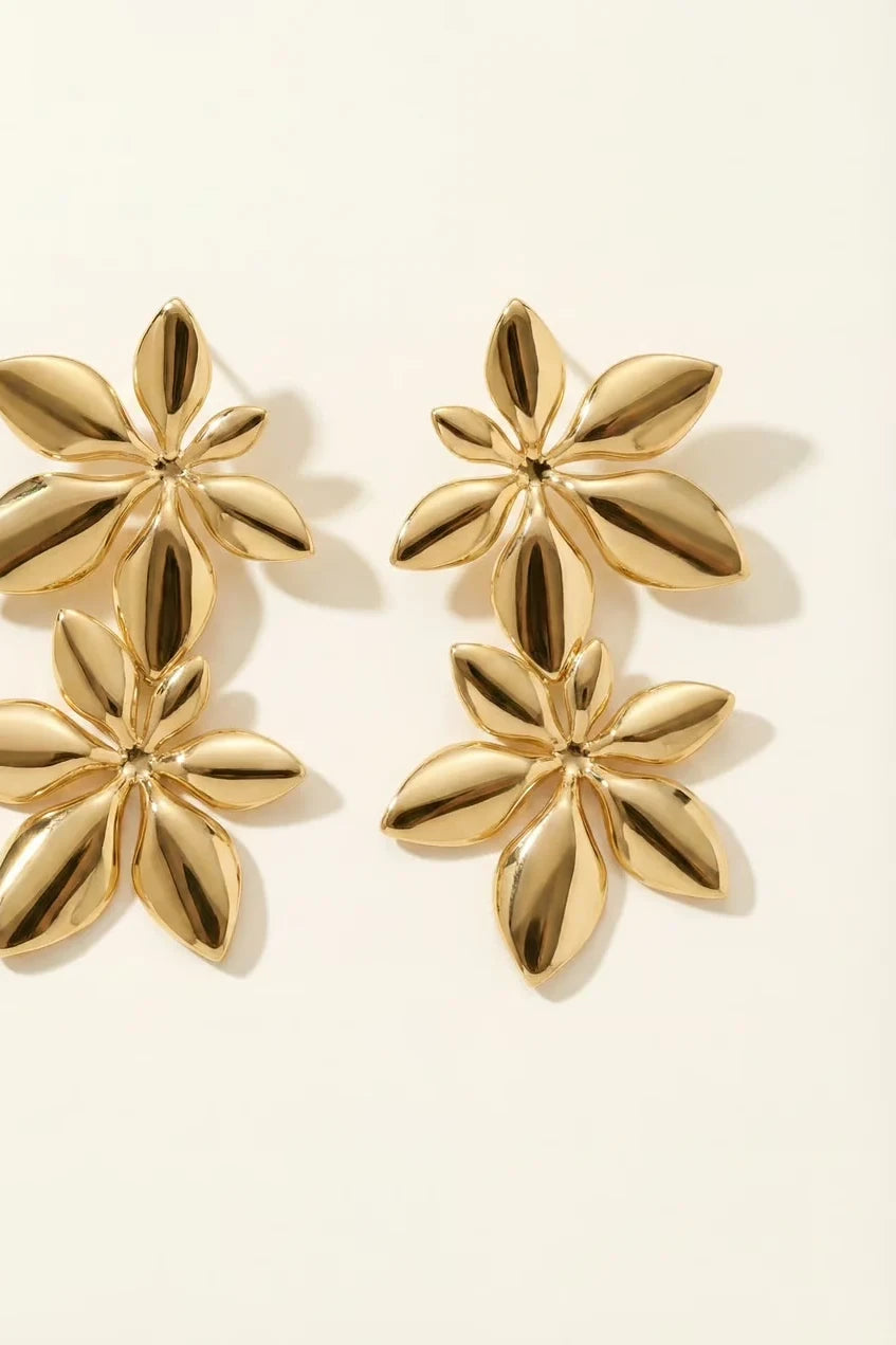Isalys - Boucles pendantes pétales en acier inoxydable