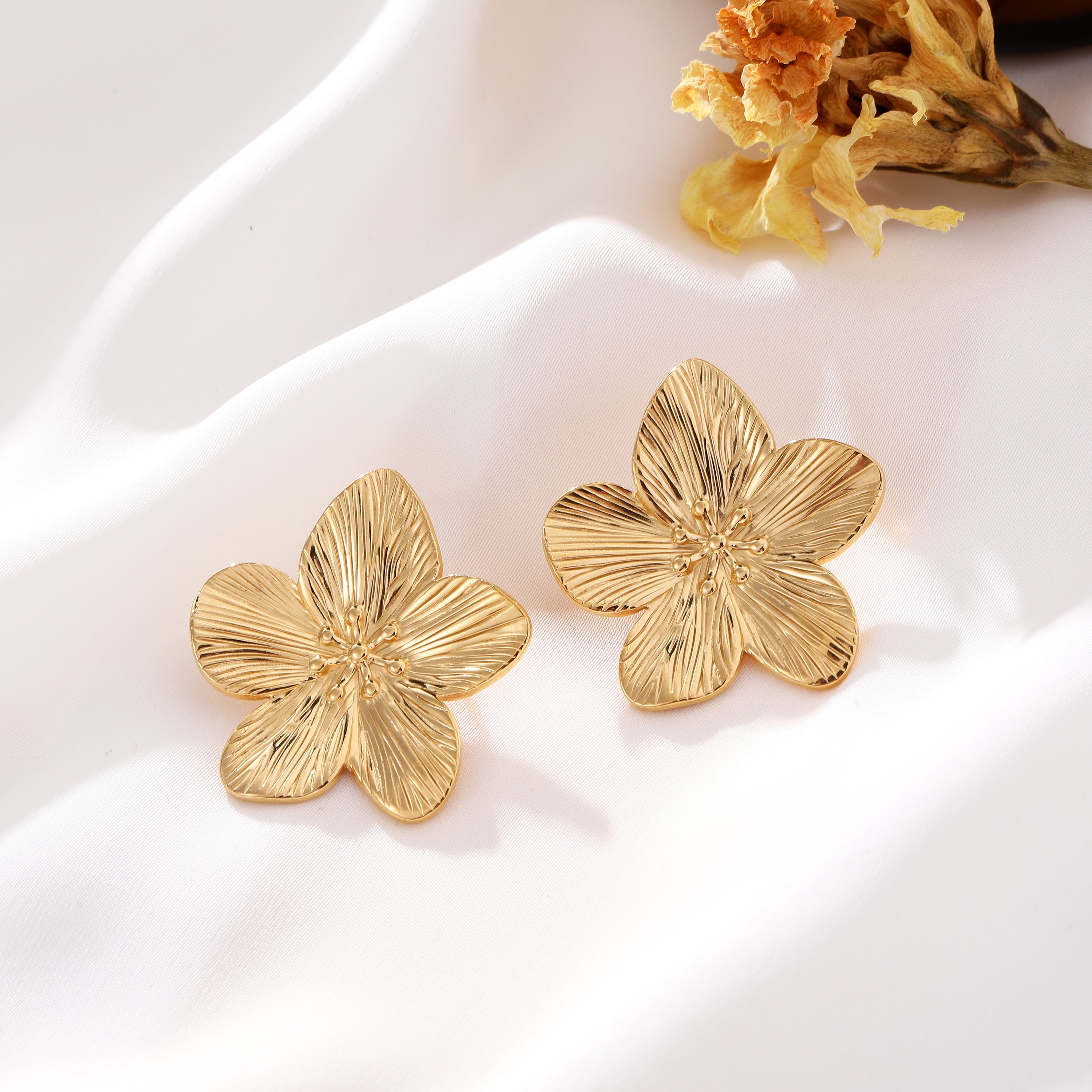 Golden Lily - Boucles d'oreilles acier inoxydable