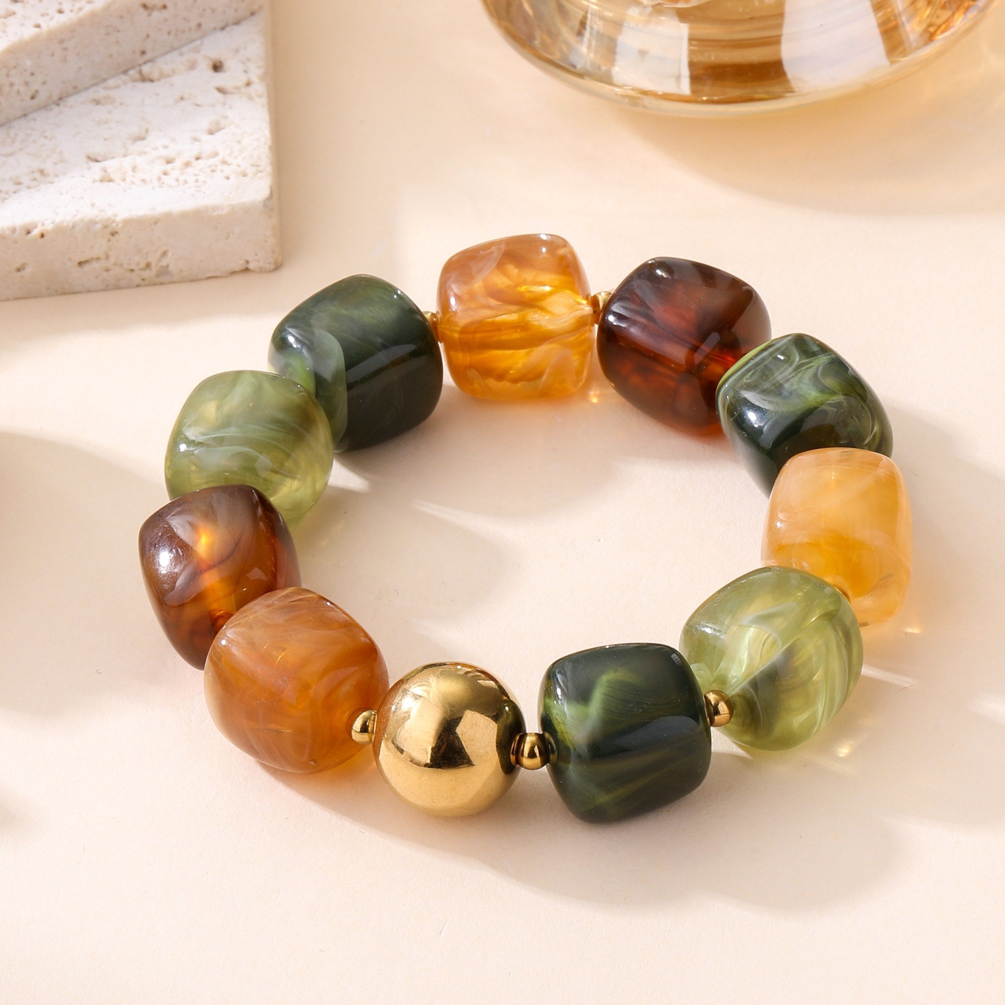 Cubo Oliva - Bracelet perles cubes