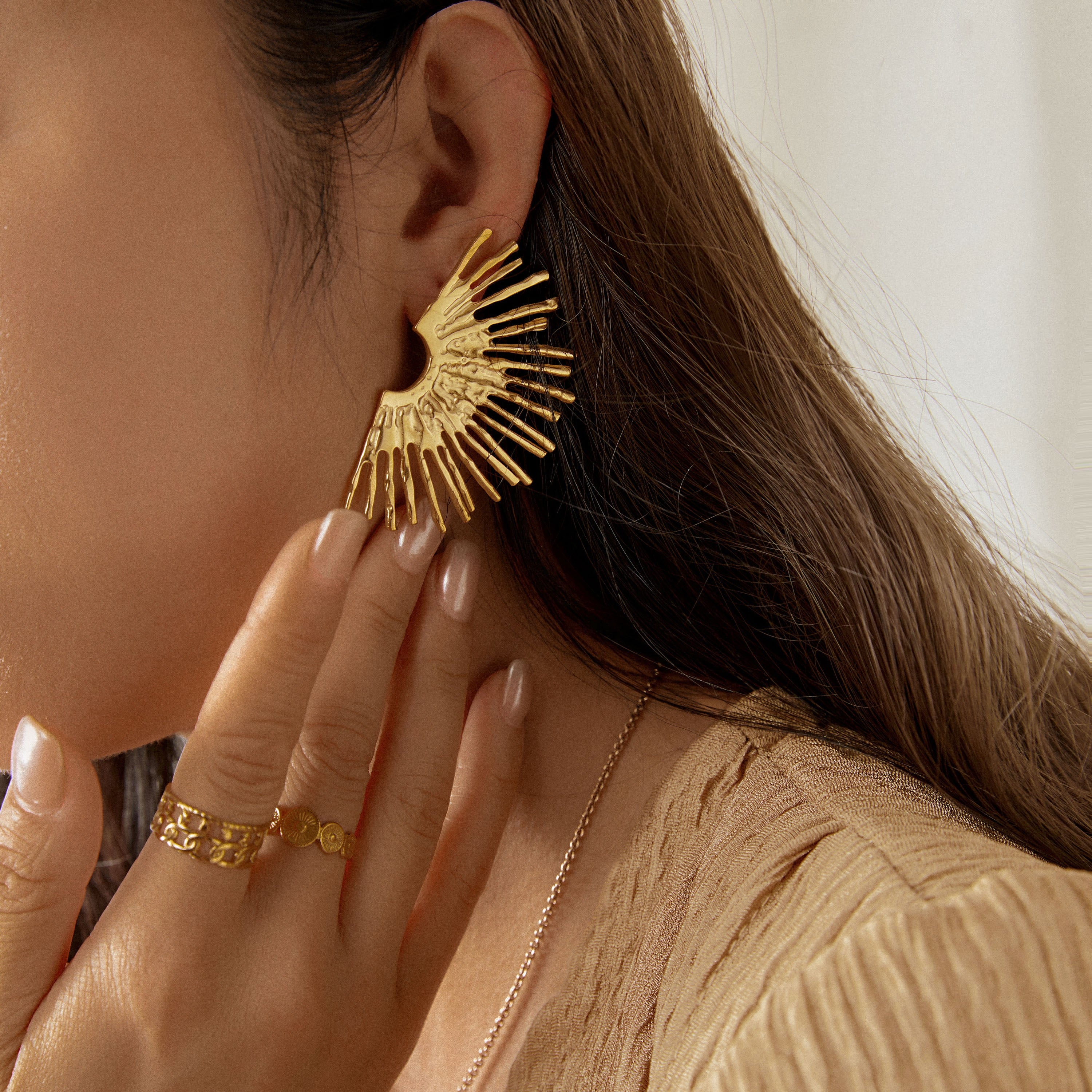 Sunrays- Boucles d'oreilles acier inoxydable