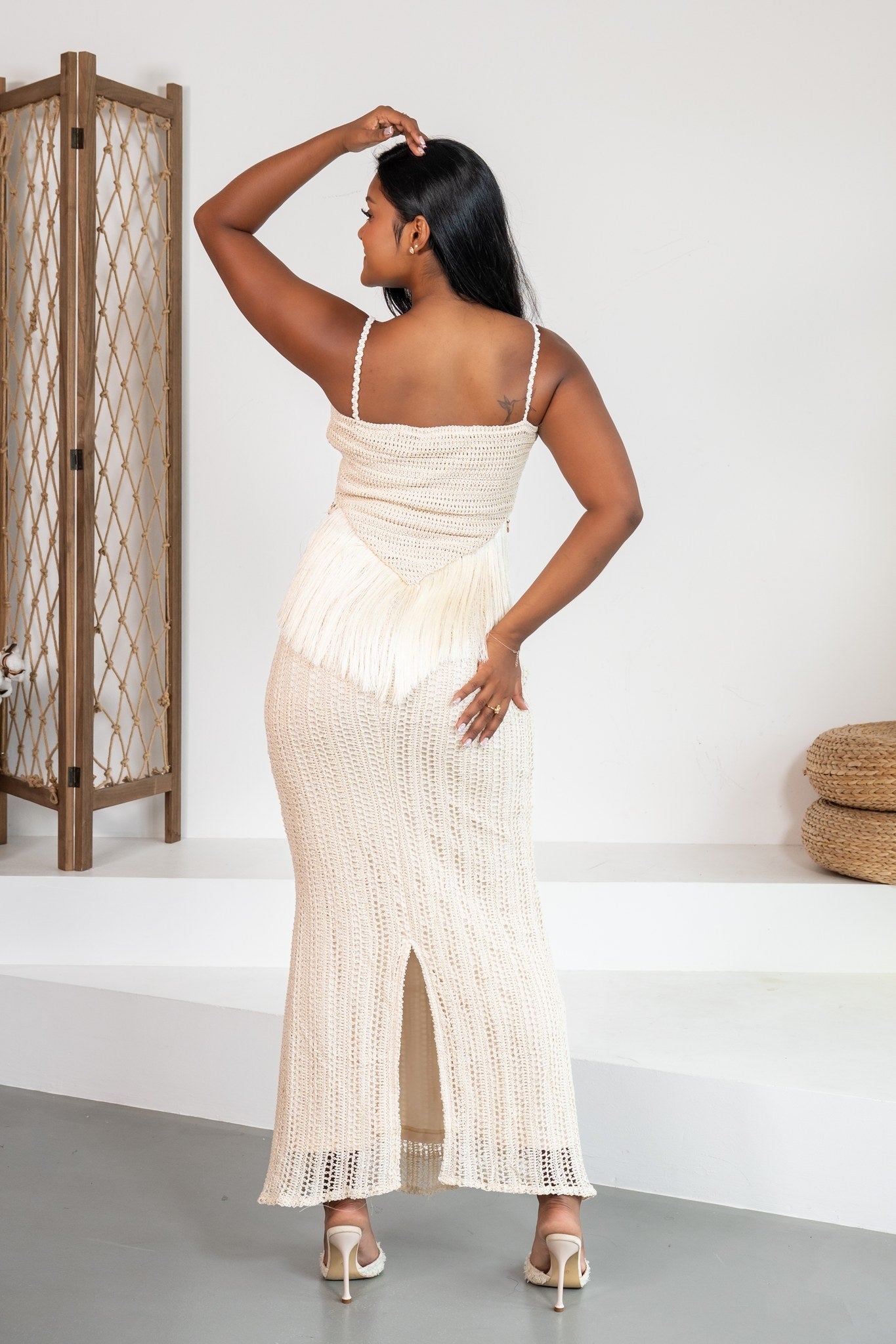 Marfil - Ensemble jupe en crochet ivoire - photo 2