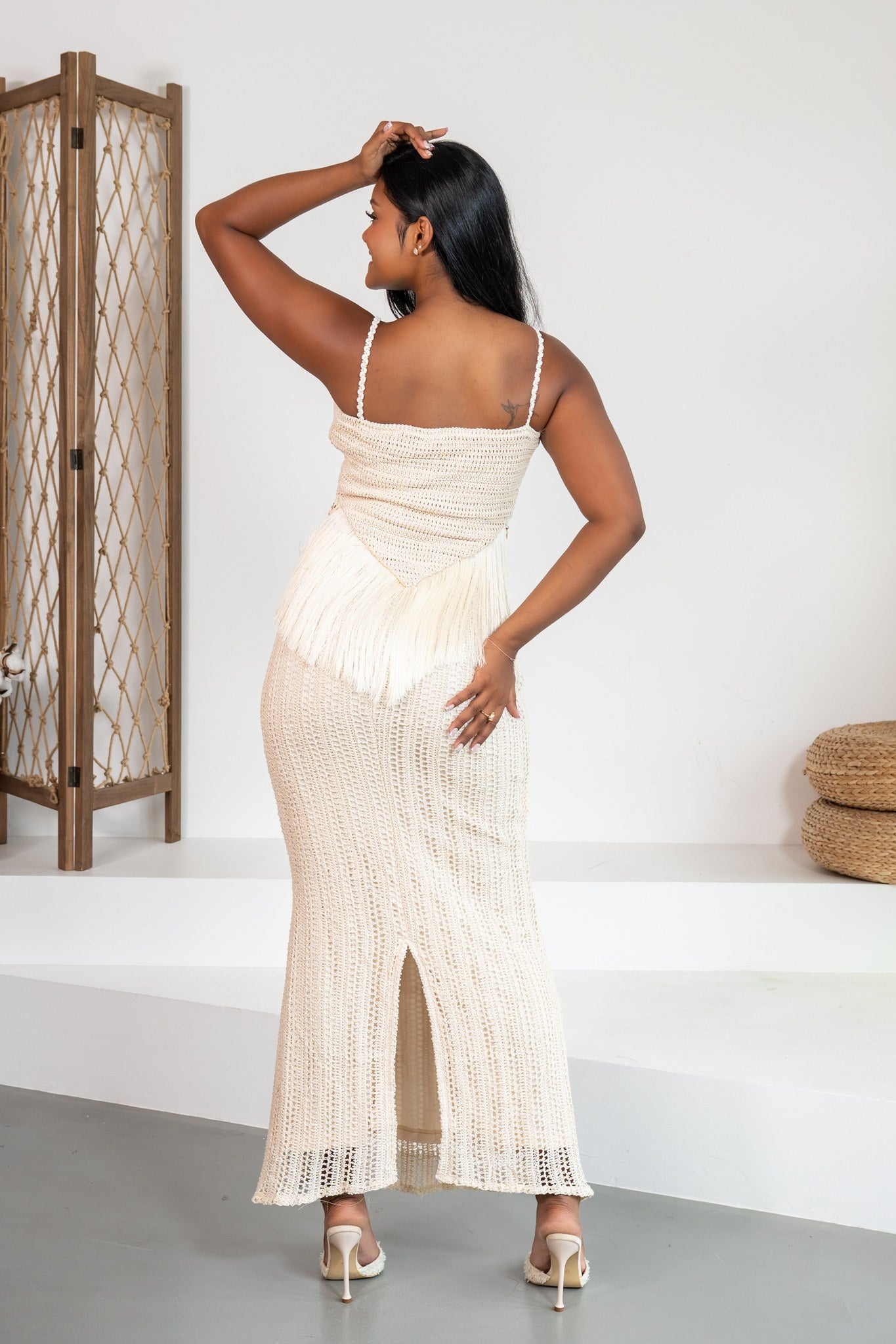 Marfil - Ensemble jupe en crochet ivoire - photo 7