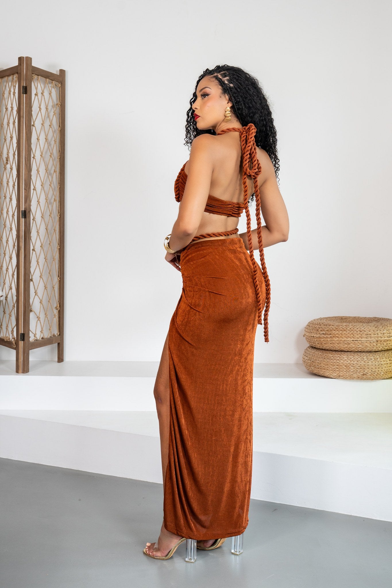 Moka - Ensemble jupe marron