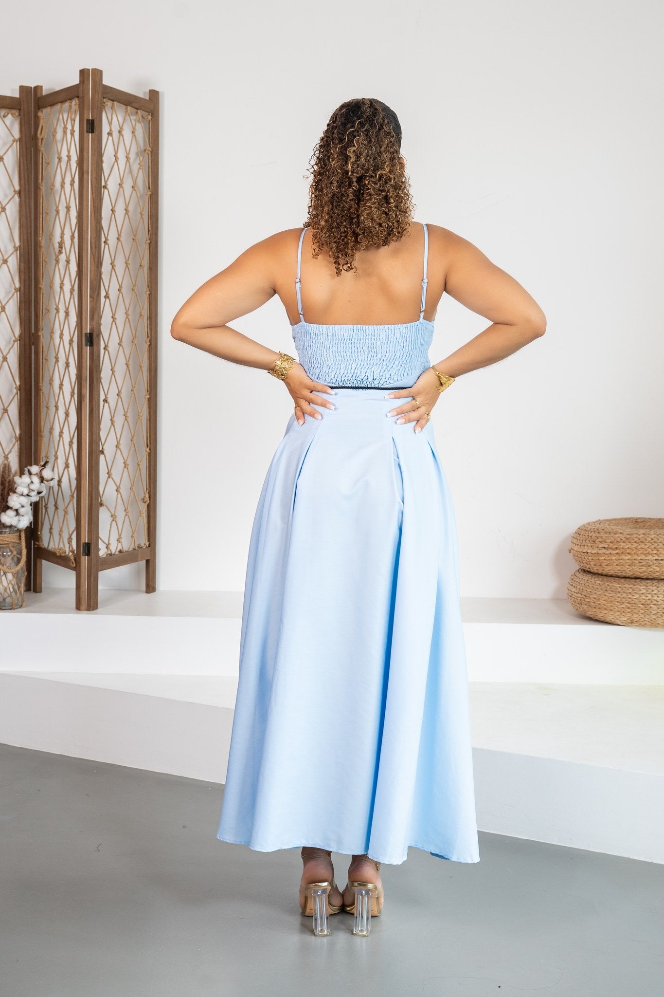 Nube - Robe midi bleu ciel brodée - photo 7