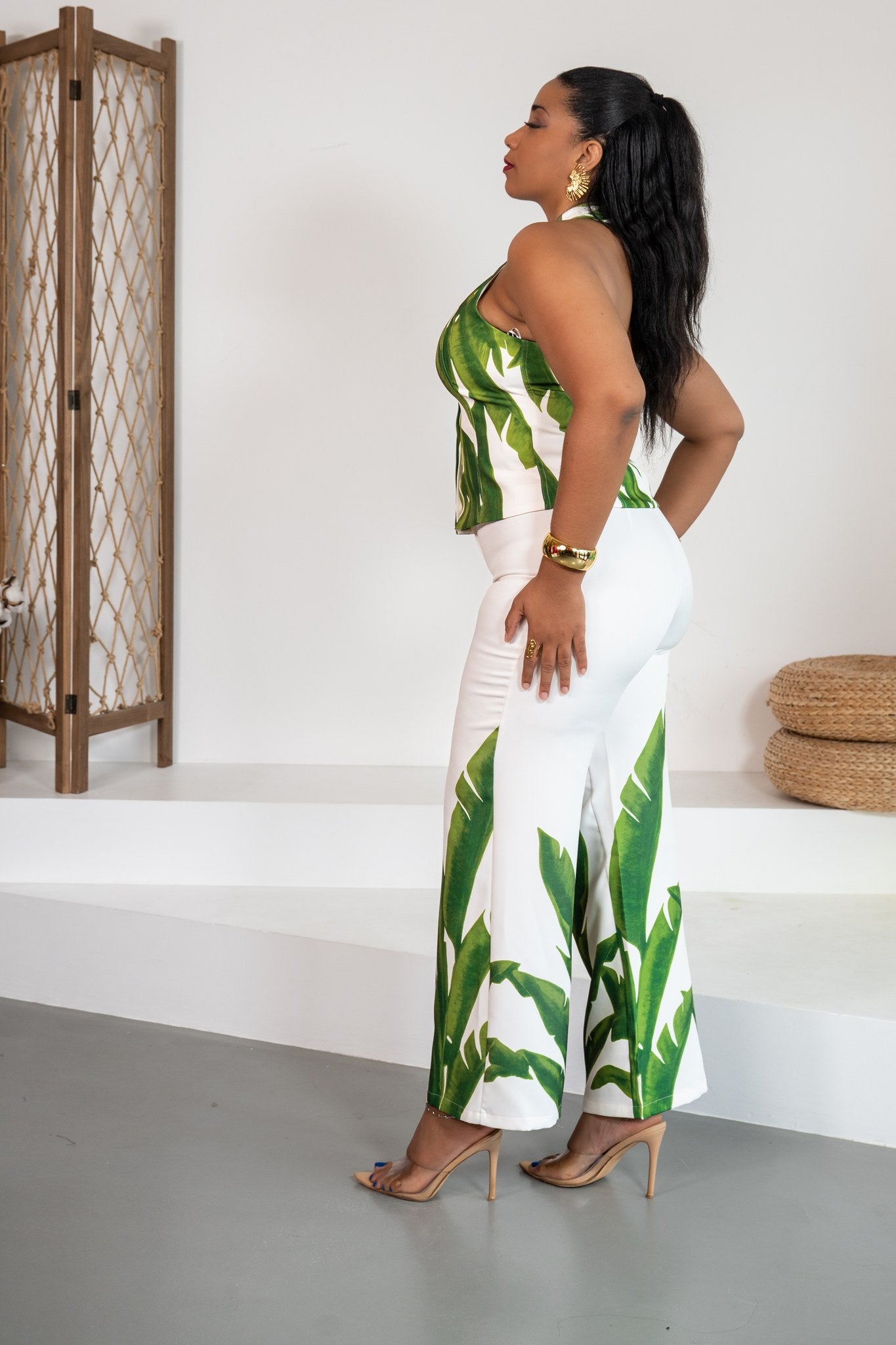 Palmera - Ensemble pantalon feuillage vert