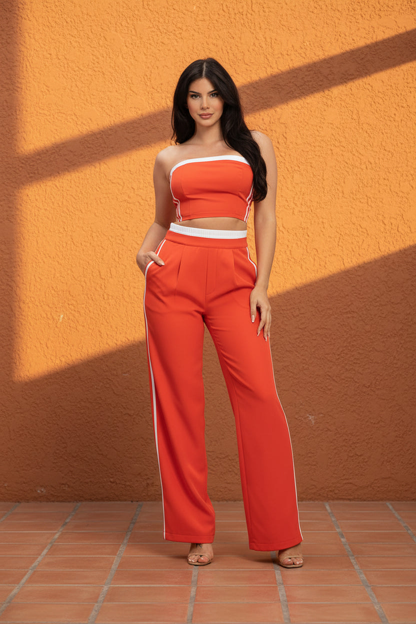 Pimiento - Ensemble pantalon rouge orangé - photo 1