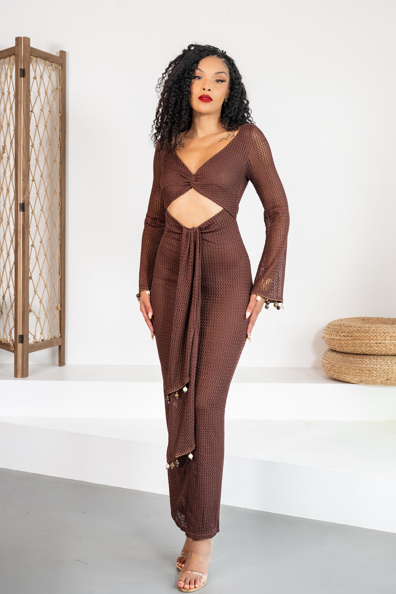 Trufa - Robe longue maille chocolat
