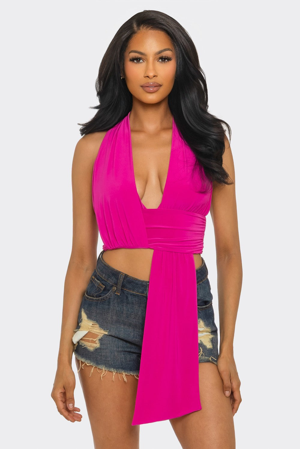 Pink top - Haut fuschia déstructuré