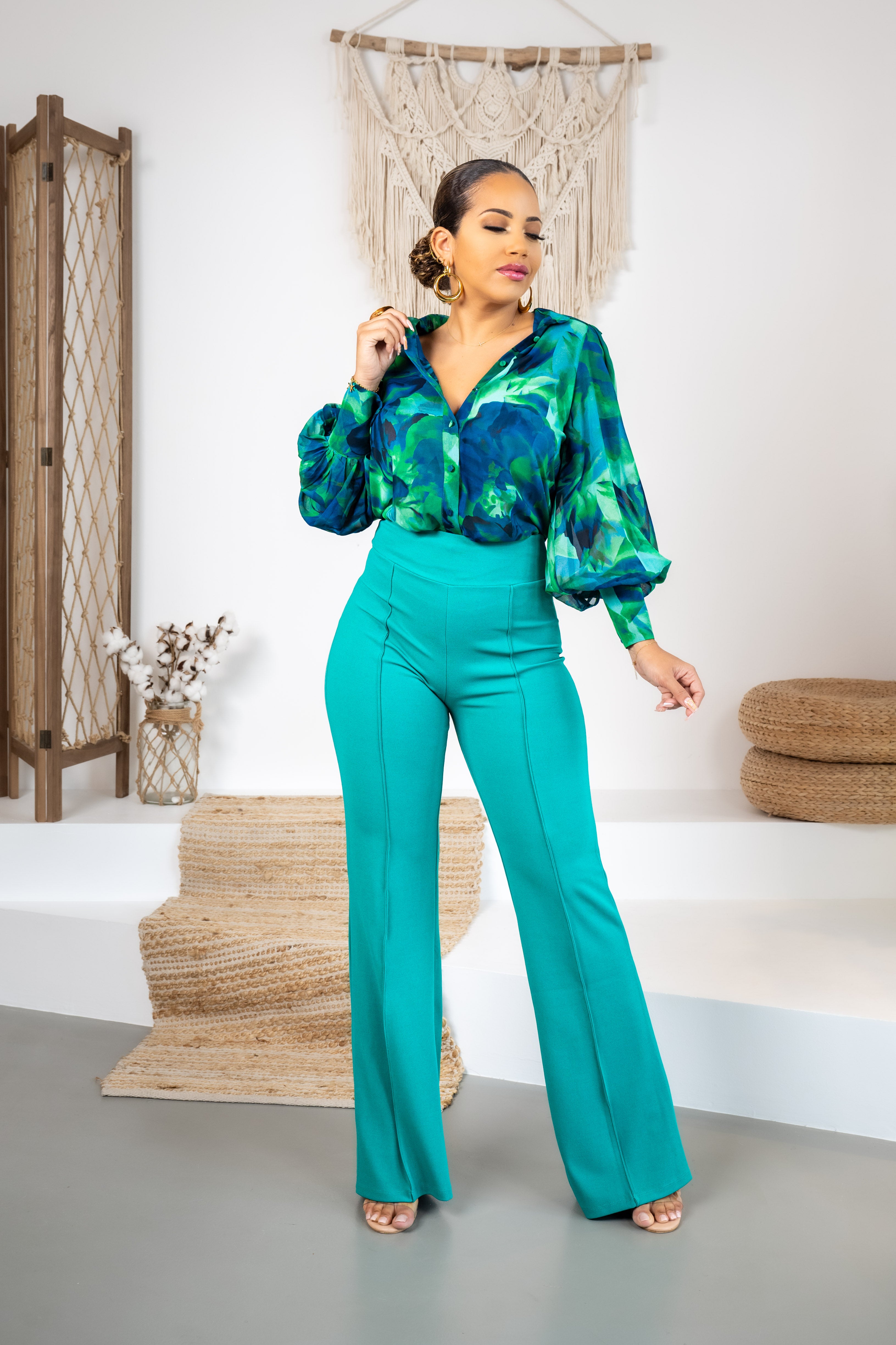spice up the office - Pantalon bleu canard