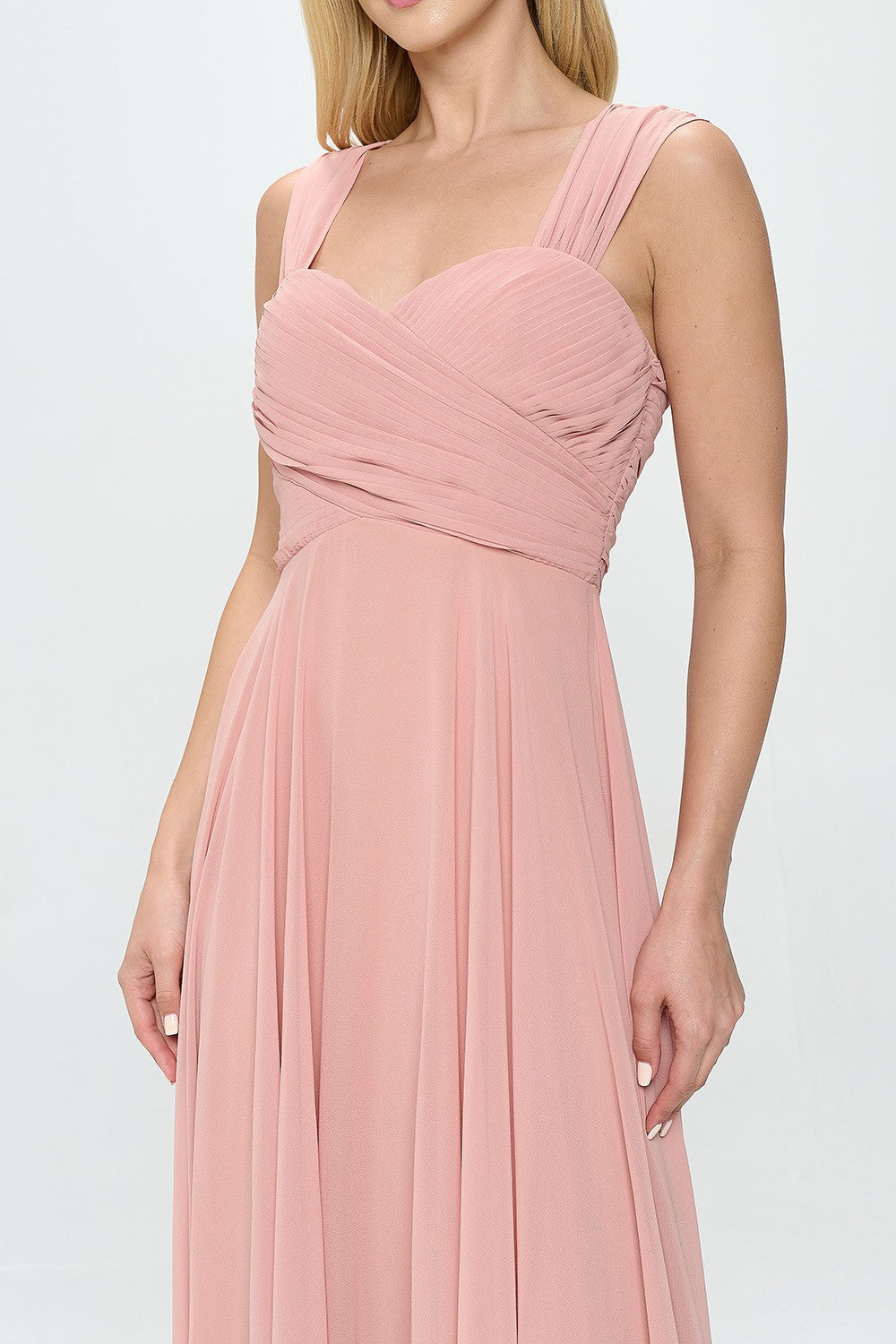 Blush elegance - Robe longue en mousseline rose pastel
