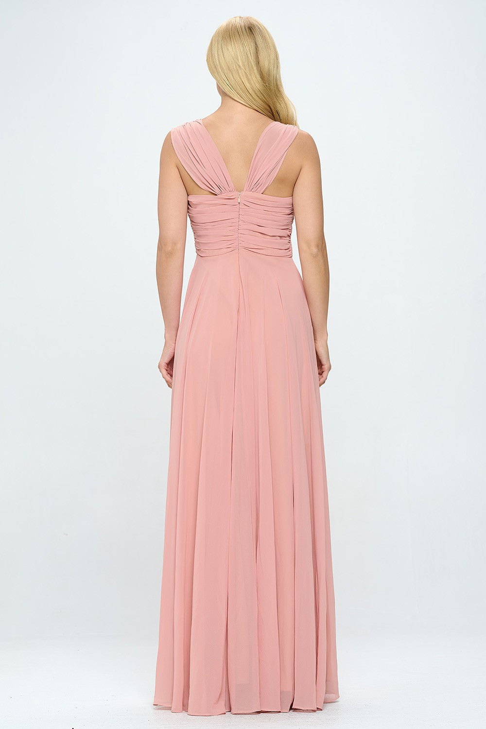 Blush elegance - Robe longue en mousseline rose pastel