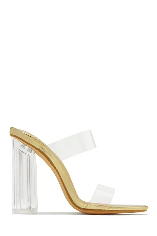 ZORA - Escarpins dorés talons transparents