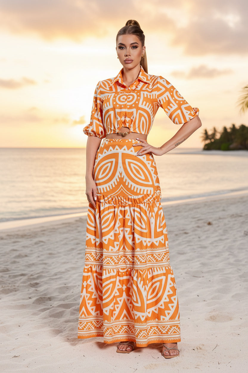 Aztec Muse - Ensemble jupe orange