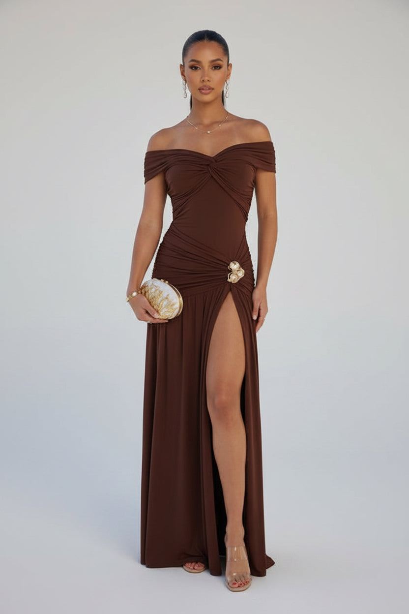 Soreya - Robe longue marron