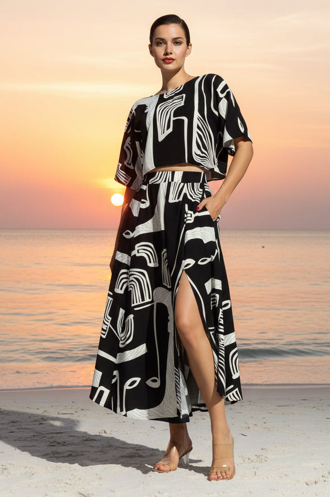 Black Graphic - Ensemble jupe à motifs