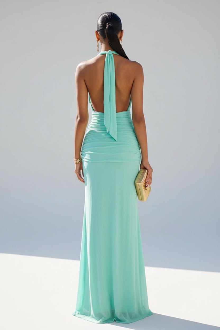 Lagoon Sunset- Robe longue dos nu fluide