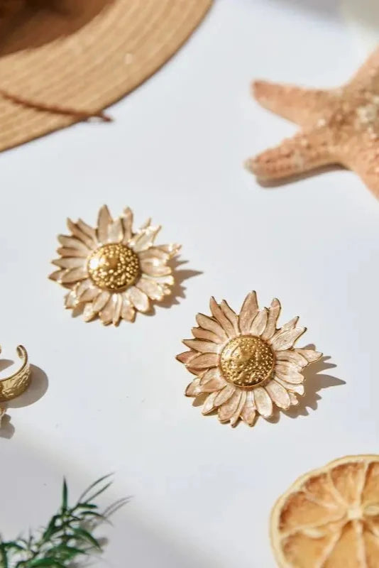 Sunflower rose pastel - Boucles d'oreilles acier inoxydable