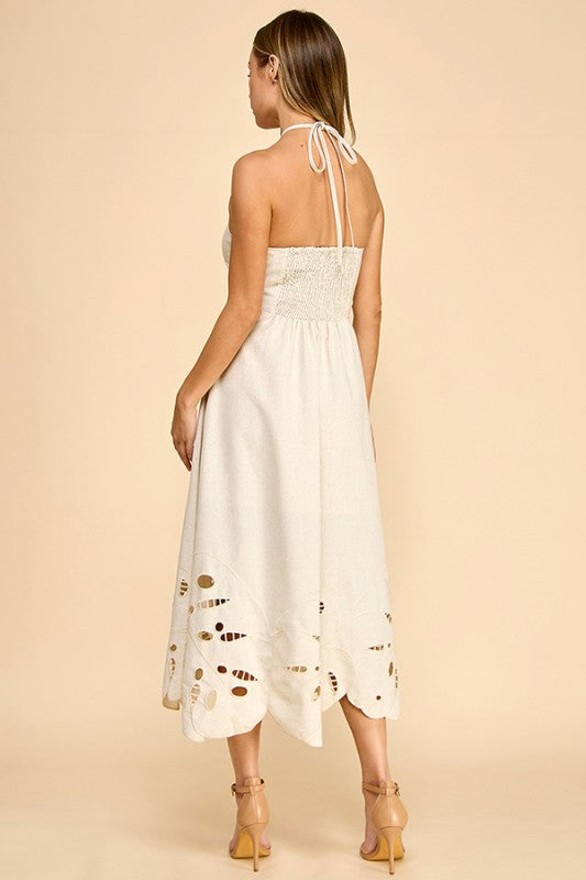 Flor Salvaje - Robe écrue à fleurs monstera