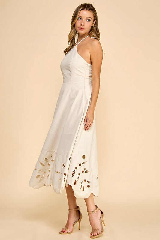 Flor Salvaje - Robe écrue à fleurs monstera