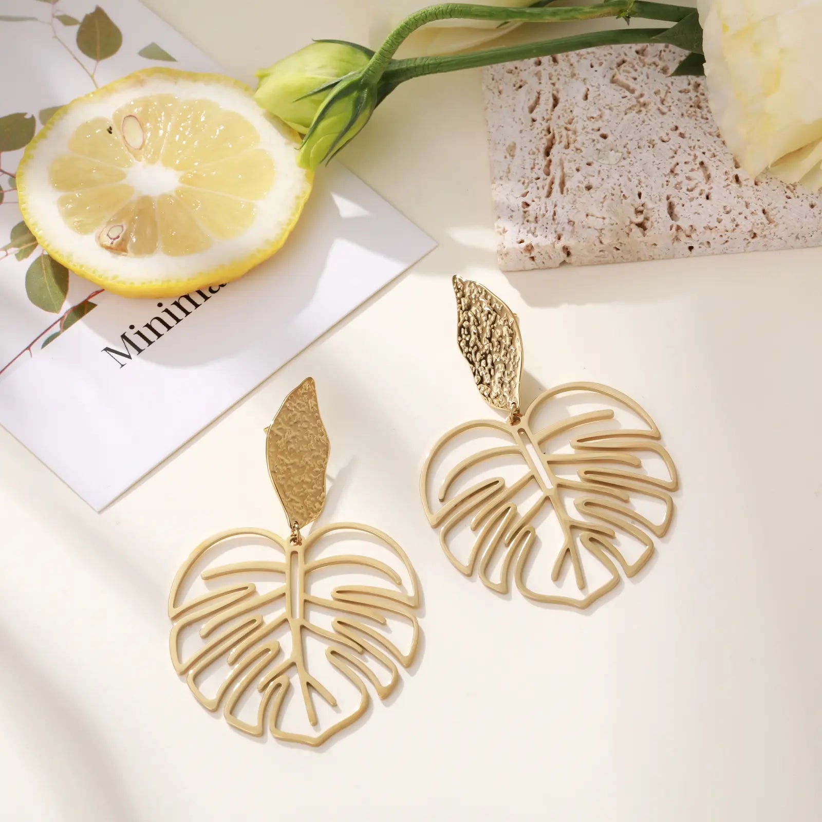 Monstera - Boucles d'oreilles acier inoxydable