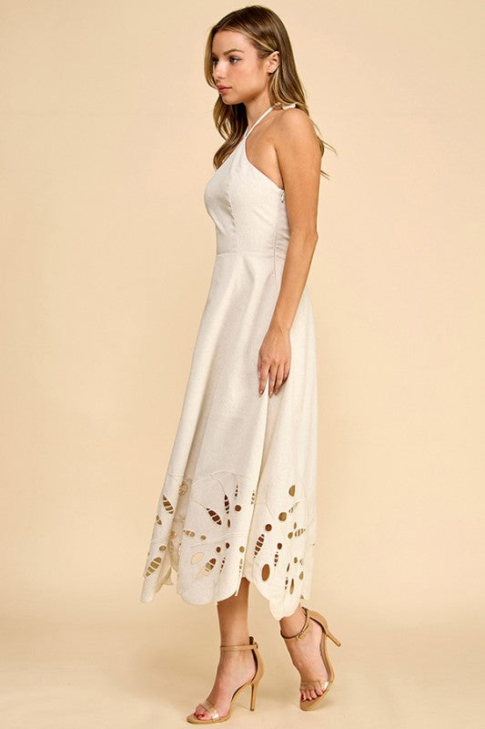 Flor Salvaje - Robe écrue à fleurs monstera
