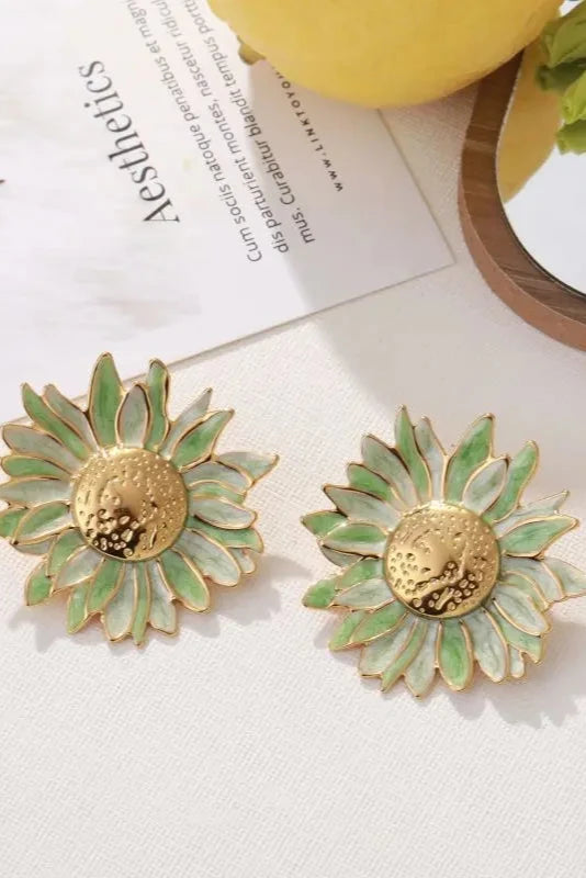 Sunflower vert pastel - Boucles d'oreilles acier inoxydable