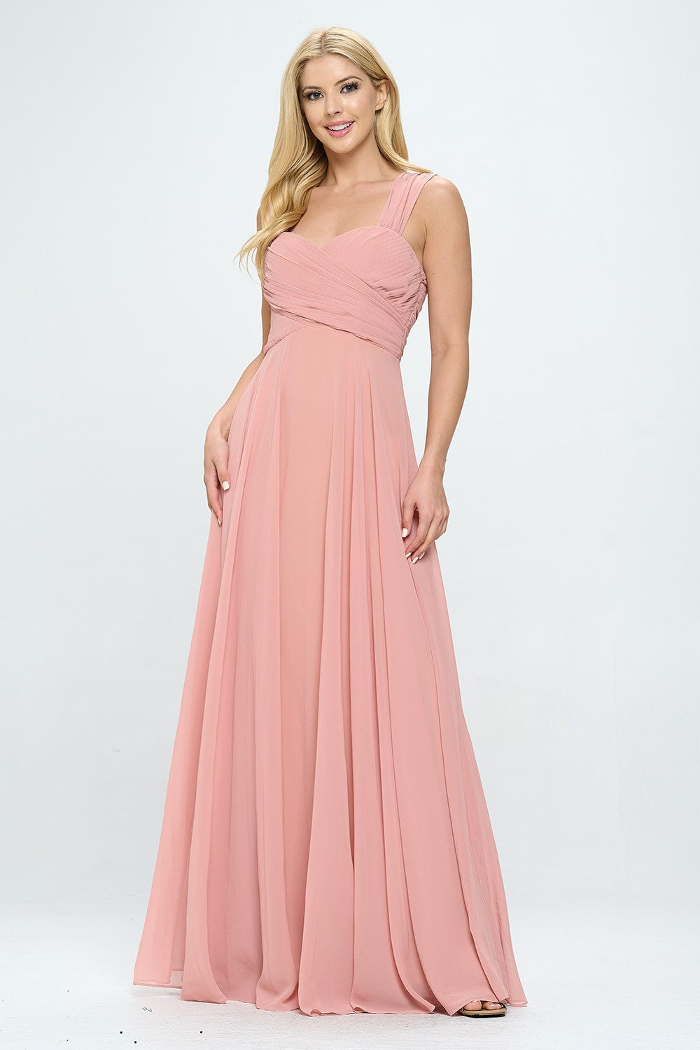 Blush elegance - Robe longue en mousseline rose pastel