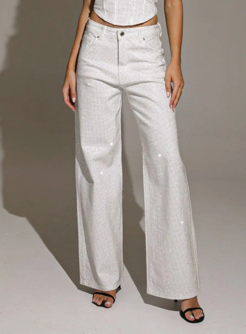 Diamonds denim - Jean à paillettes blanc