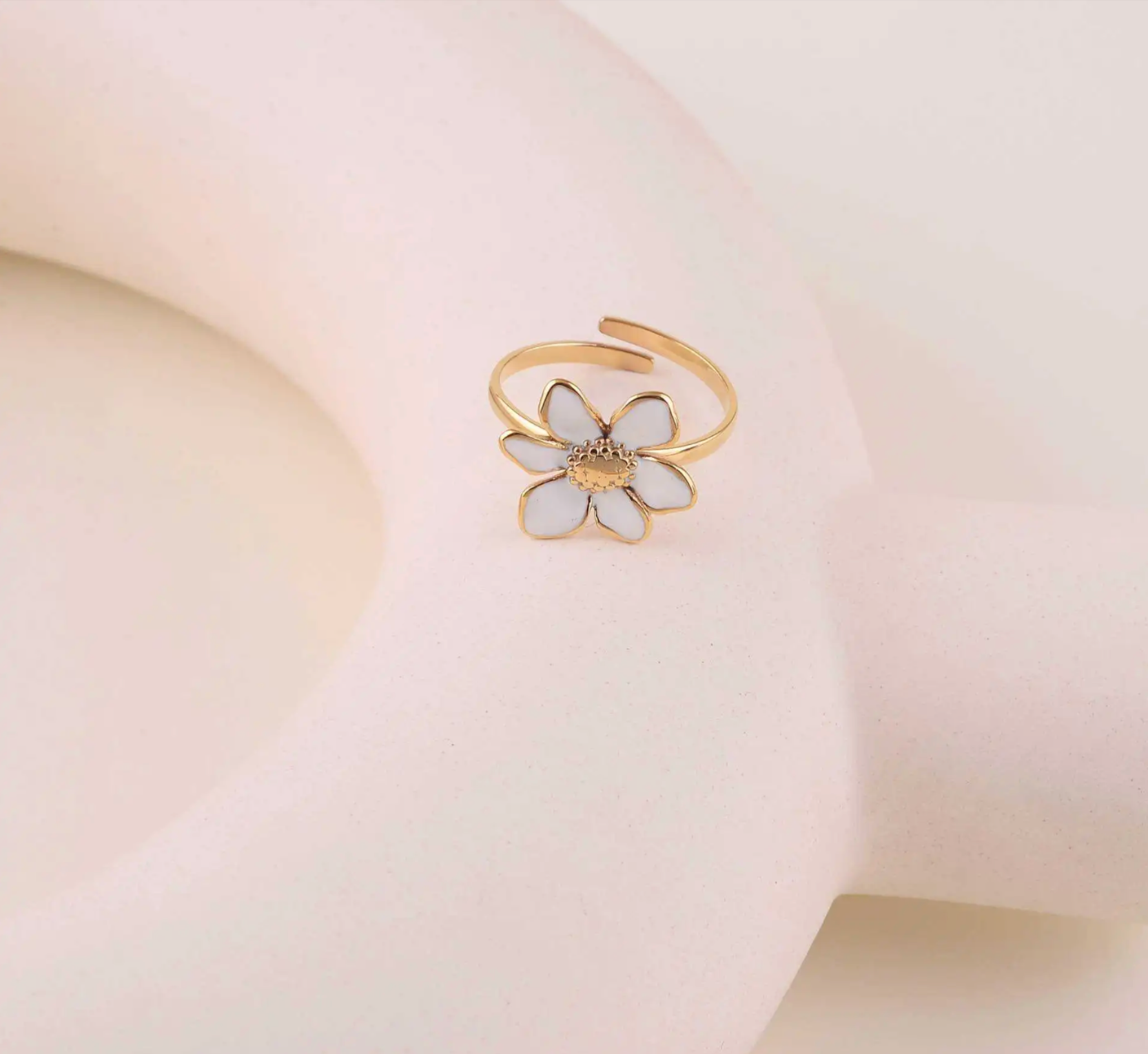 Petalia Blanc - Bague acier inoxydable