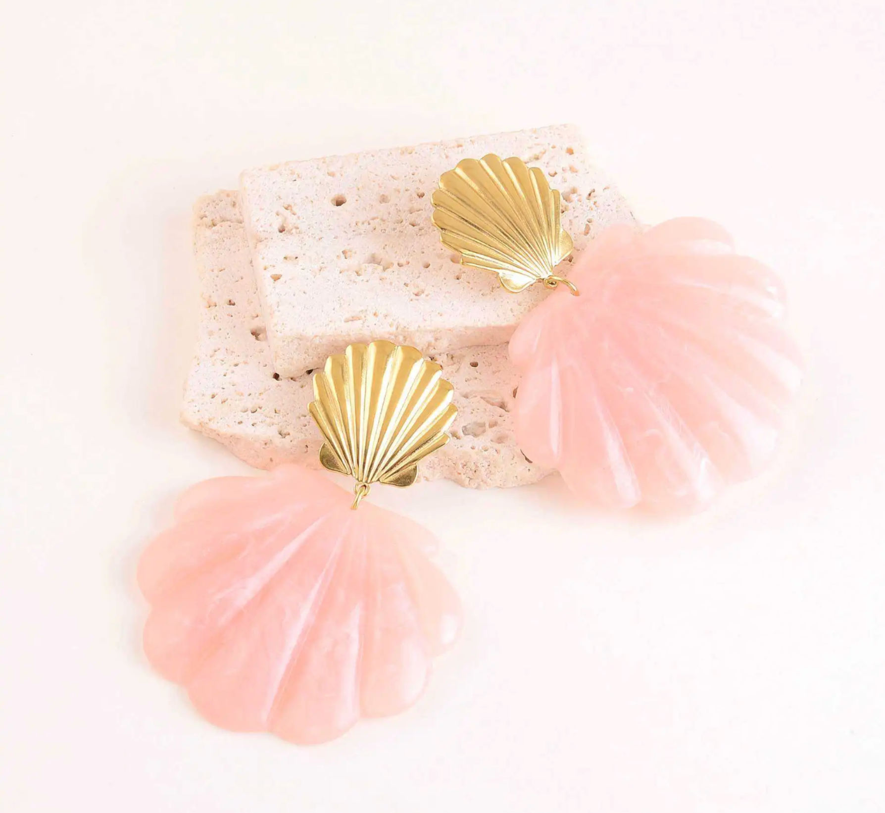 Nacrella Rose - Boucles d'oreilles acier inoxydable