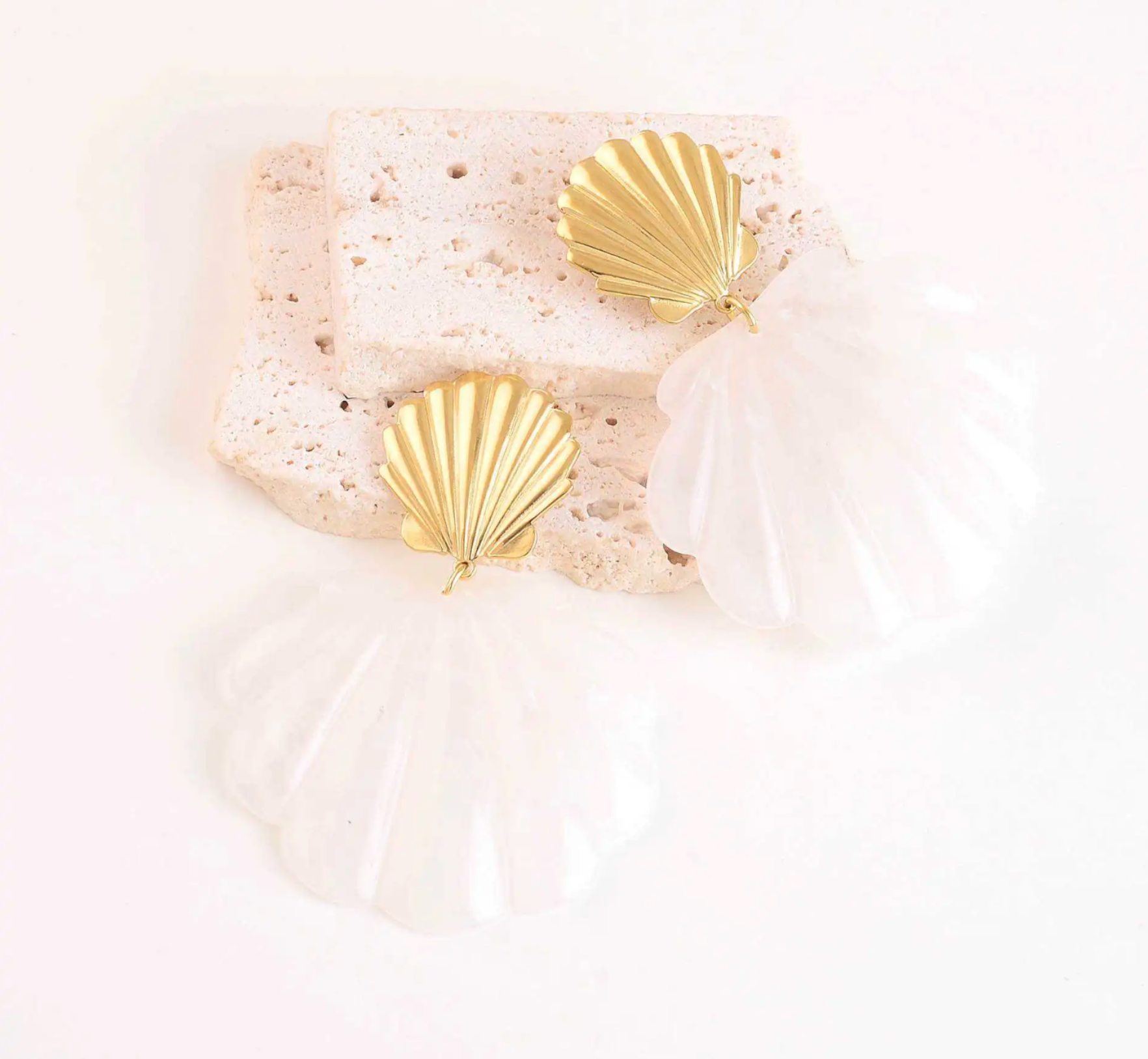 Nacrella blanc - Boucles d'oreilles acier inoxydable