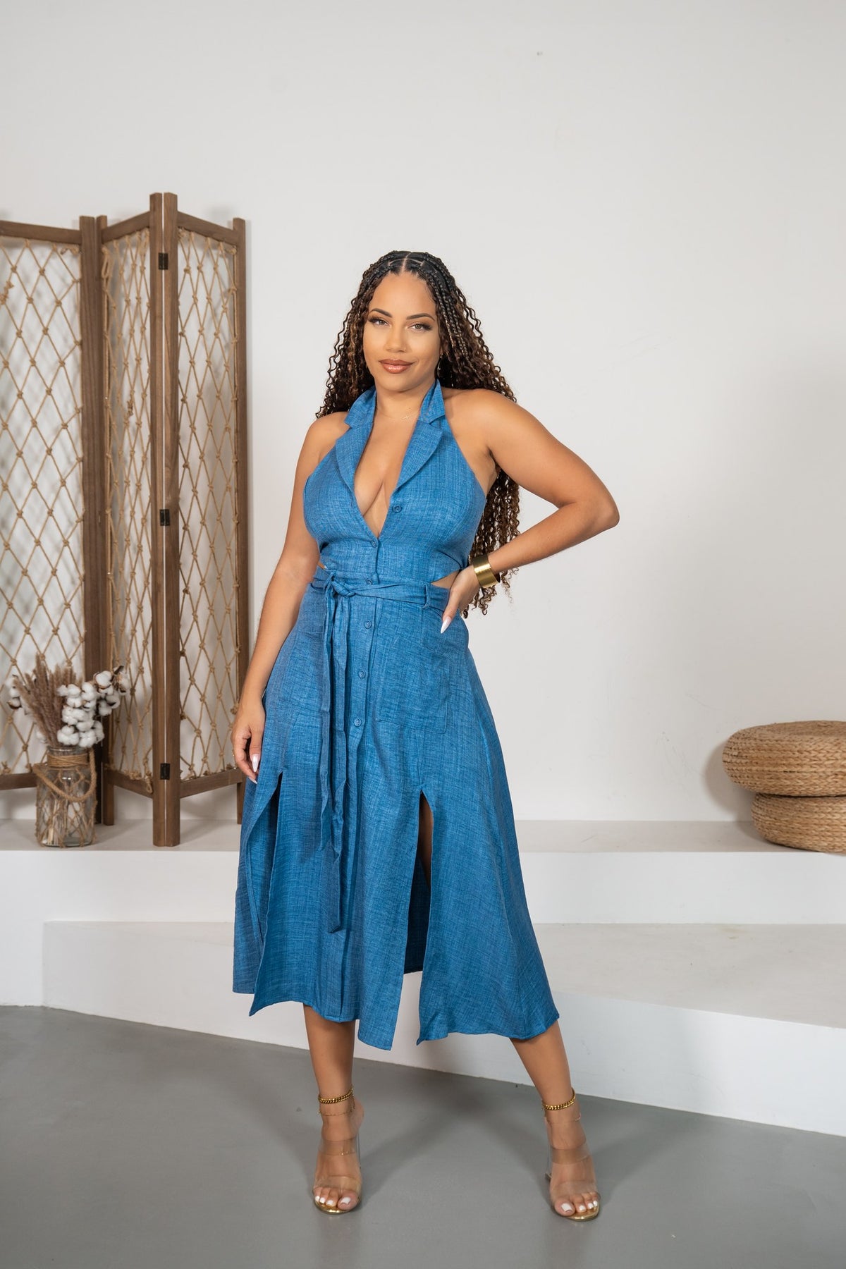 Regata - Robe midi chemise chambray