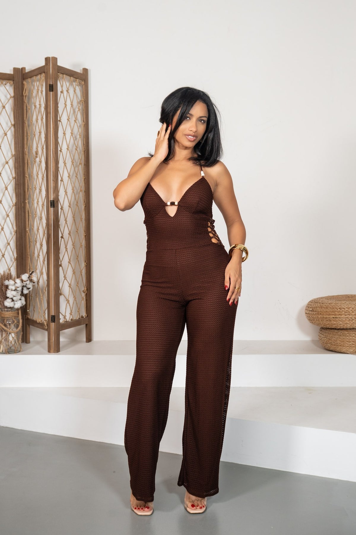 Ibiza Muse - Combinaison marron en crochet