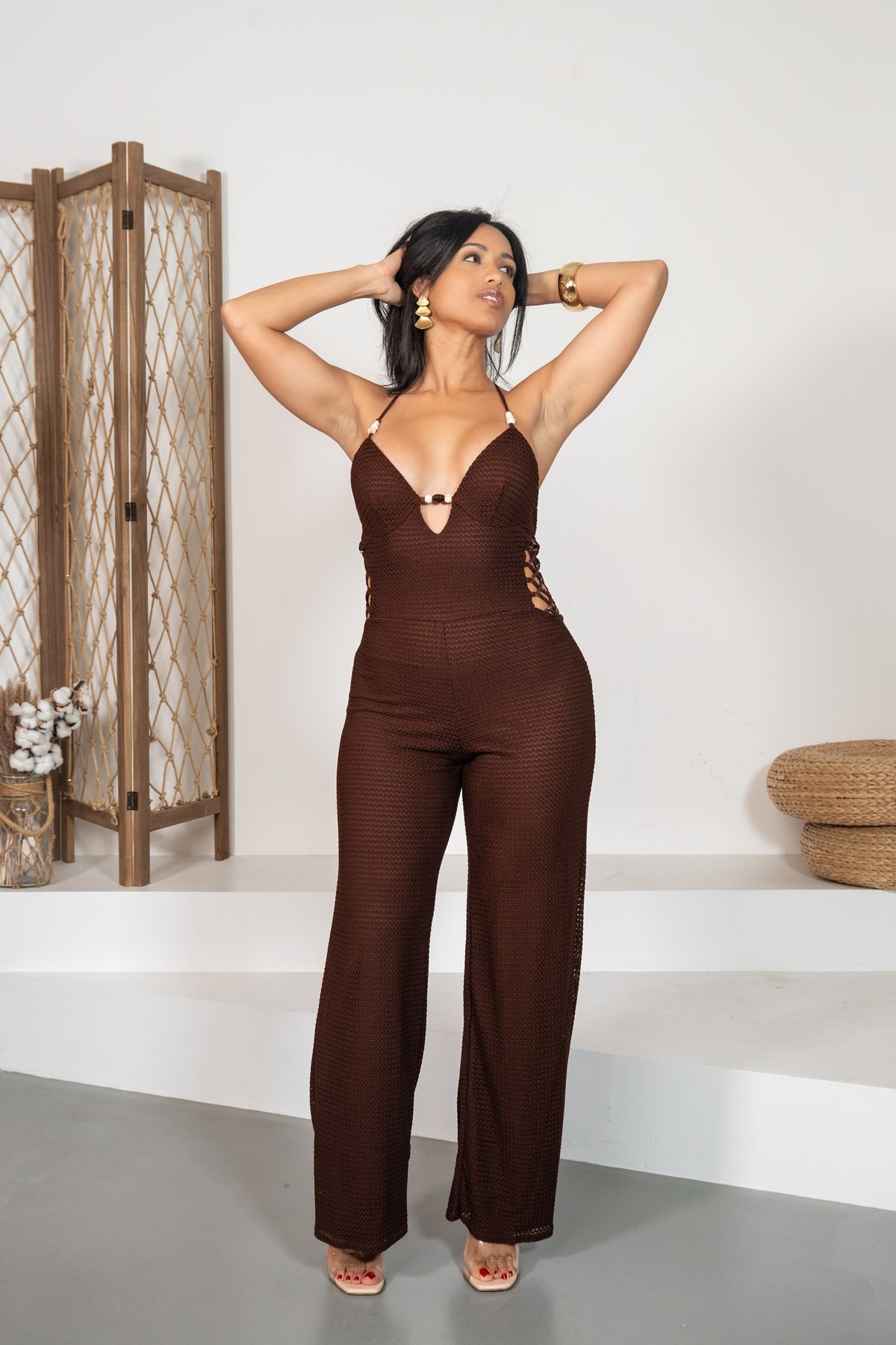 Ibiza Muse - Combinaison marron en crochet